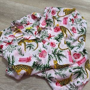 shady lady leopard holiday pjs 💝 size xl